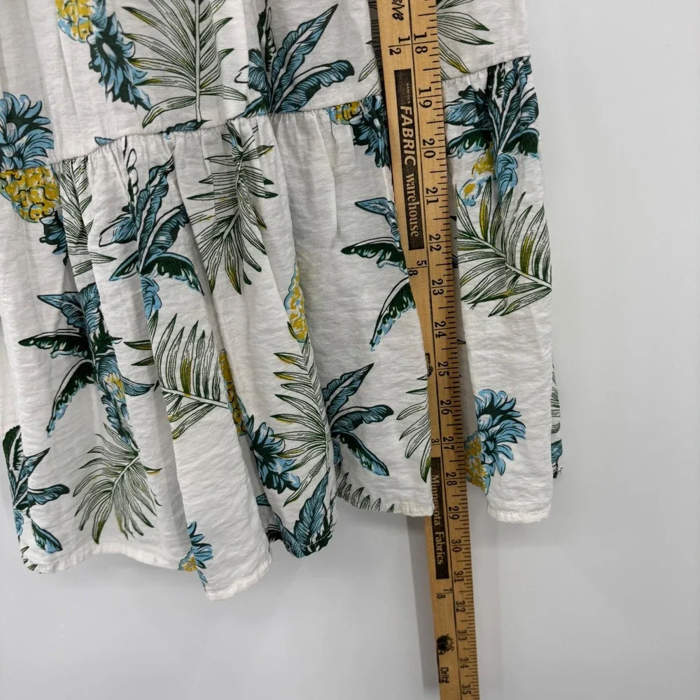 Bonnie Jean Maxi Dress Kids Size 6X White Tropical Pineapple Pom Pom Trim Summer